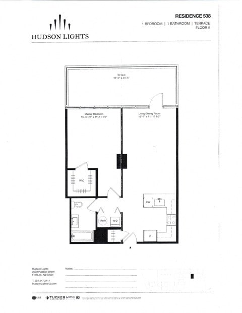 Floor plan for 1 bed, 1 bath, 760 sqft